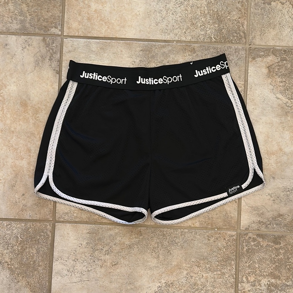 Justice Sport Black Mesh Shorts Size XL 16/18 Plus Girls